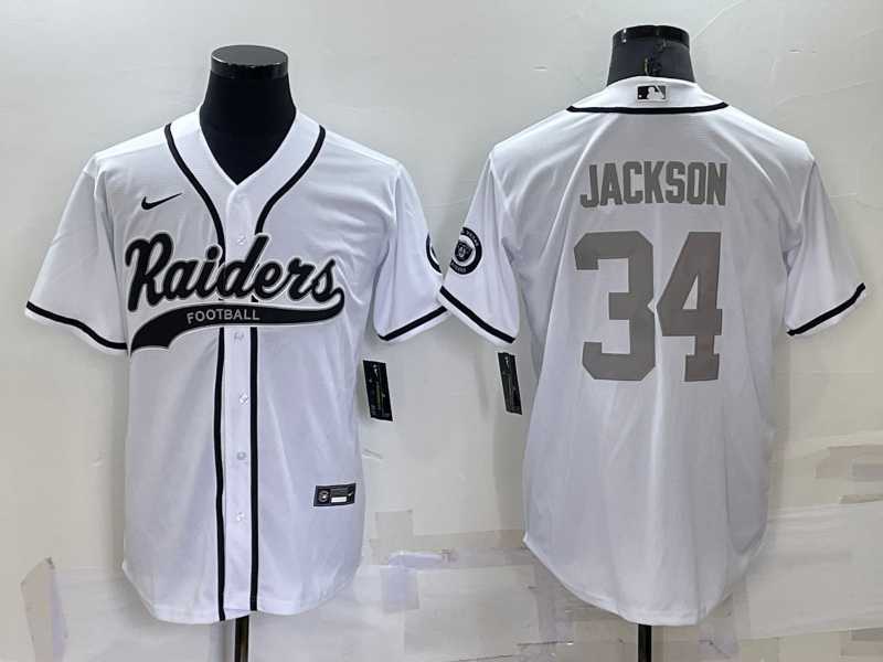 Men's Las Vegas Raiders #34 Bo Jackson White Grey Stitched MLB Cool Base Nike Baseball Jersey,We sell and wholesale Men's Las Vegas Raiders #34 Bo Jackson White Grey Stitched MLB Cool Base Nike Baseball Jersey on line form chian!